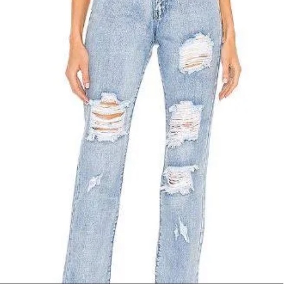 Superdown Straight Distressed Raw Hem Jeans (Size 27) - Picture 7 of 7